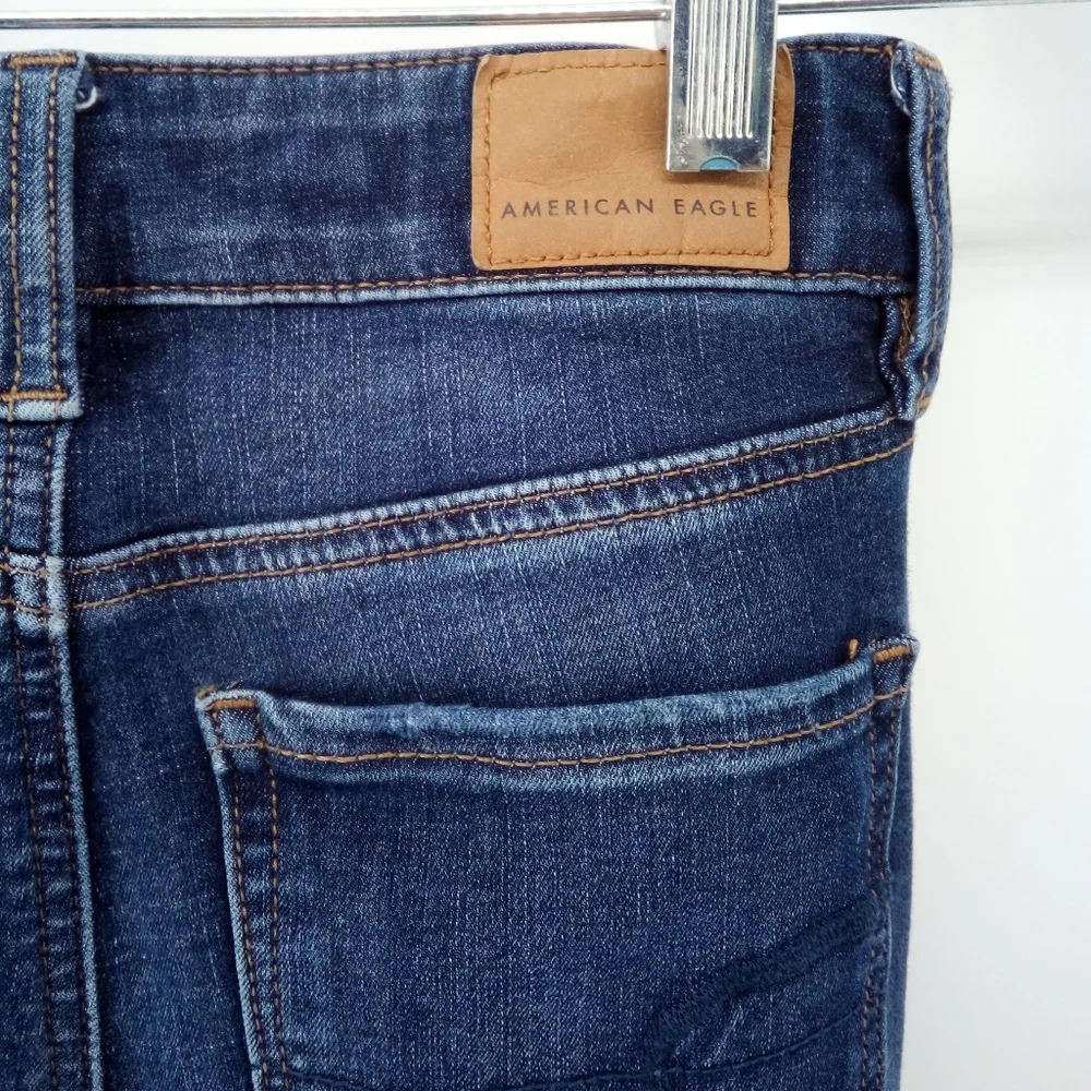 American Eagle Hi-Rise Jegging 2018 Distressed Blue Denim Jeans Cotton Short 00